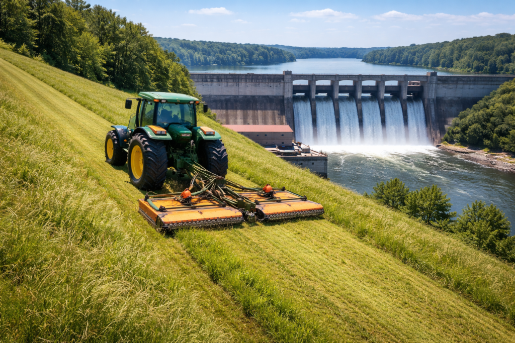 Dam and levee mowing