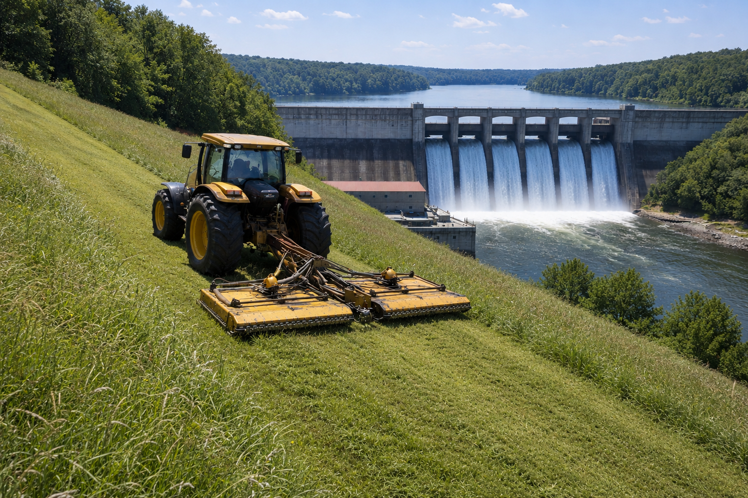 Dam and levee mowing
